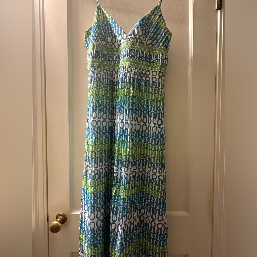 Trina Turk blue and green dress; Size 8